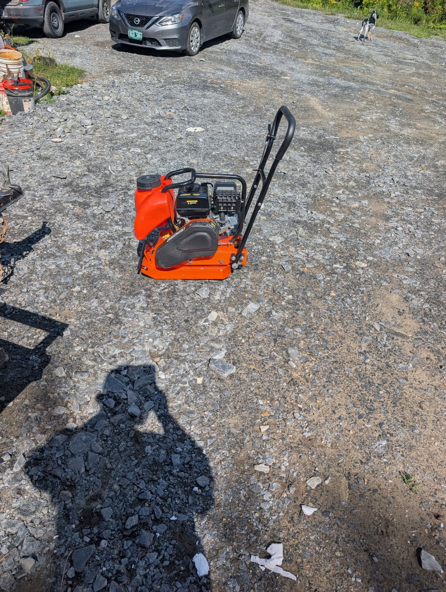 Plate compactor with water tank ready for rental